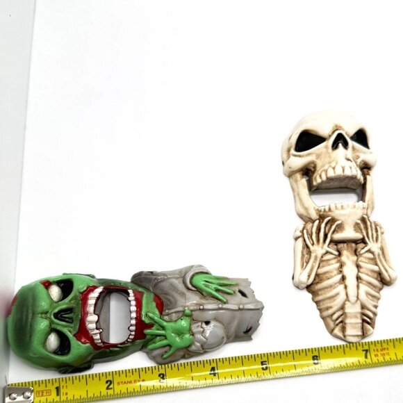 Zombie & Skeleton Bottle Openers Resin 2-Piece Set Spooky Decor Tool - Picture 4 of 7